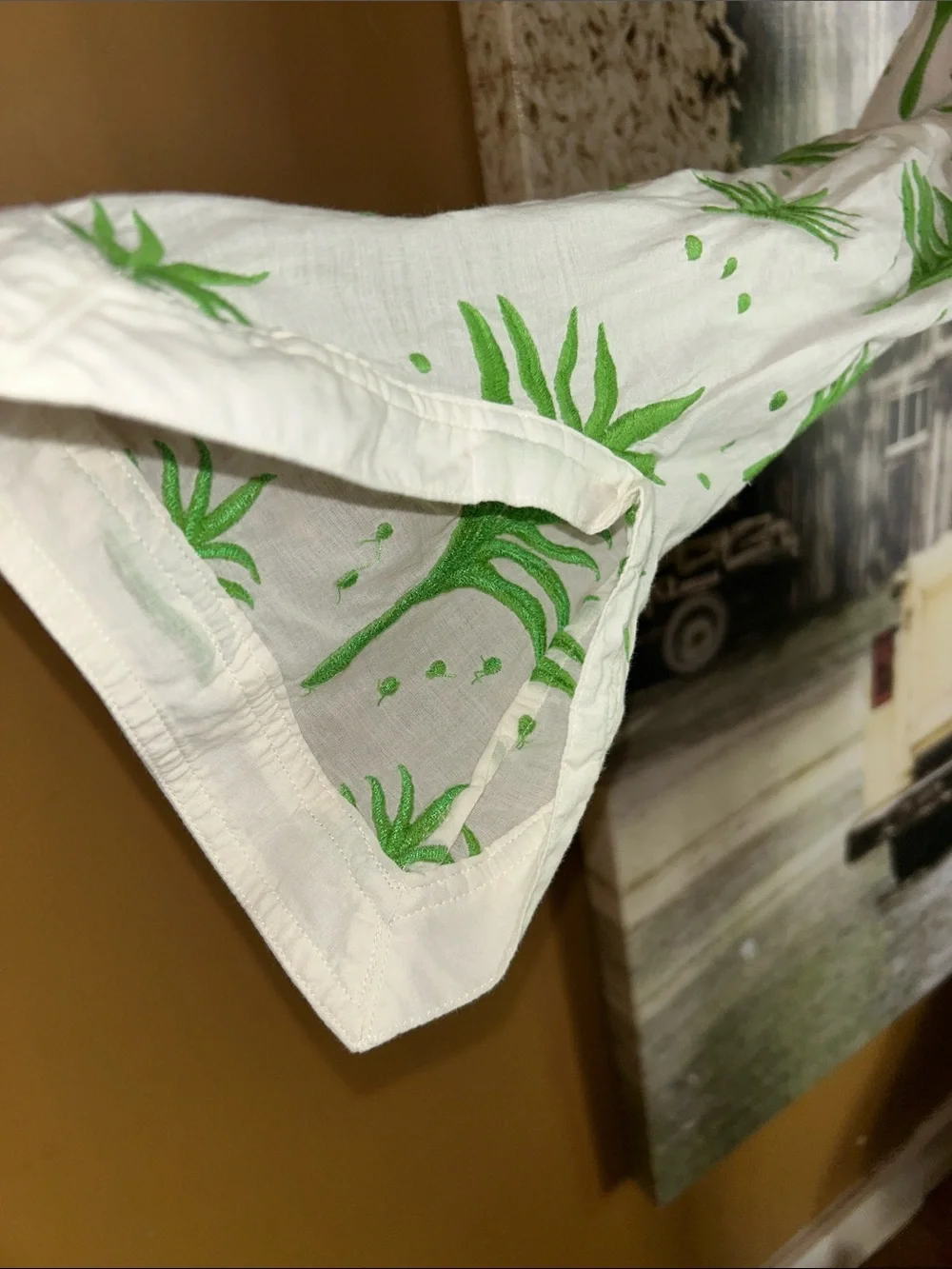 Tory Burch White Tunic with Green Botanical Motif